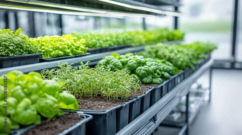 Poster Vertical hydroponic farm showcasing multiple stacked layers of fresh produce with water flowing through each layer for optimal nutrient delivery and efficient crop cultivation
