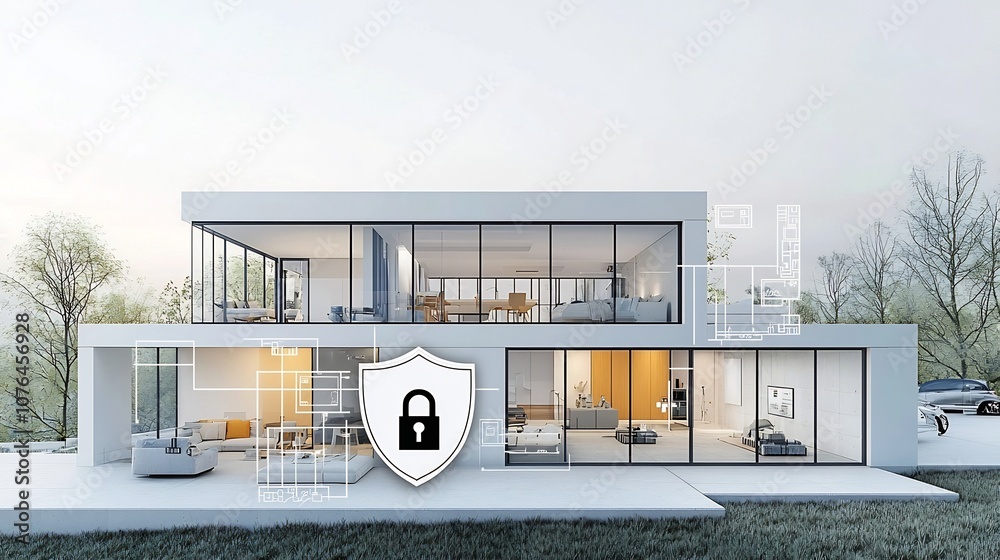 Aufkleber trusted smart home security icon with padlock and shield symbol representing digital protection cybe