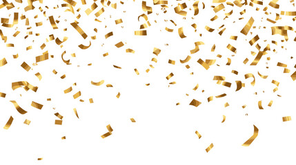 Confetti explosion on transparent background. Falling gold confetti png or white background. Holiday confetti element