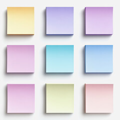 Fototapeta premium A Collection of Colorful Gradient Sticky Notes Arranged in a Neat Grid on a Light Background for Creative Organization and Planning Ideas