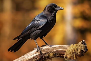 Fototapeta premium Crow blackbird animal branch.