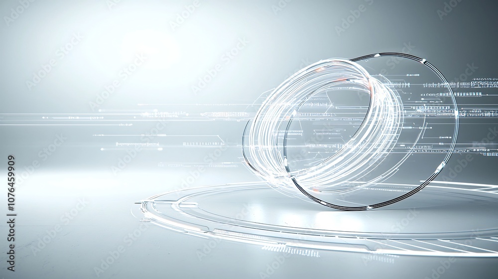 Poster Glowing futuristic web of digital connections on a sleek minimalist background symbolizing the flow of information and data in a highly connected technologically advanced world