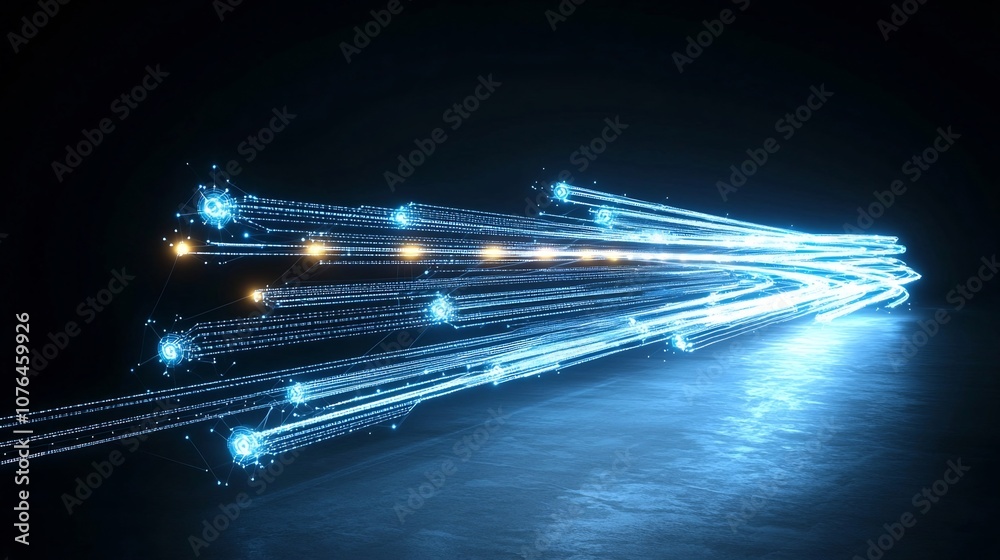 Aufkleber Sleek and modern abstract digital background with a futuristic web of light lines symbolizing the flow of information and connectivity in a highly interconnected world