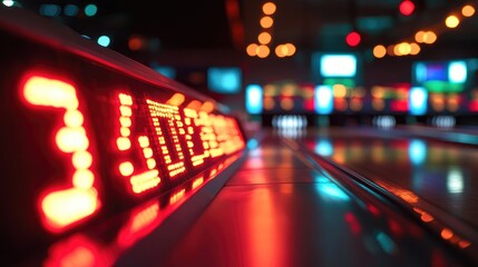 Obraz premium Close-up of a digital stock market display showing numbers and bar charts,