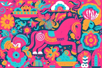 Memphis unicorns background backgrounds pattern drawing.