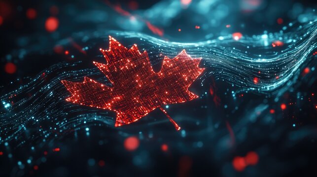 Digital Canadian Flag in Vibrant Motion