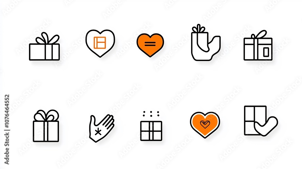 Poster Charitable Giving Icons Depicting Supportive Gestures and Symbols like Heart in Hand Gift Donations and Uplifting Gestures in a Clean Modern Style