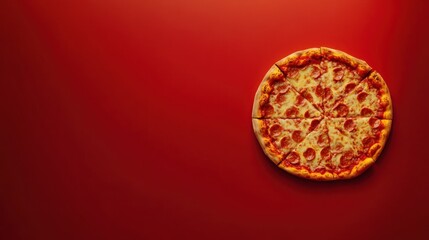 pizza close-up on red