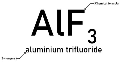 Aluminium trifluoride chemical formula and synonyms with callout titles