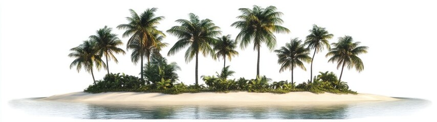 Obraz premium Tropical Island with Palm Trees and Sandy Beach