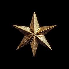 Obraz premium Sparkling Gold Glitter Star Ornament Isolated on Black Background for Festive Christmas and Holiday Decor