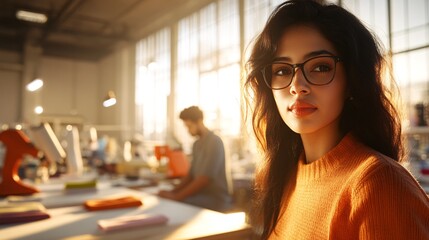 Young Fashion Designers Collaborating in a Sunlit Studio Creating Innovative Designs