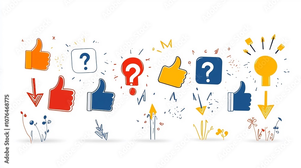 Poster Vibrant Set of Colorful Choice Symbols and Icons for Digital Interfaces User Experience and Decision Making Concepts