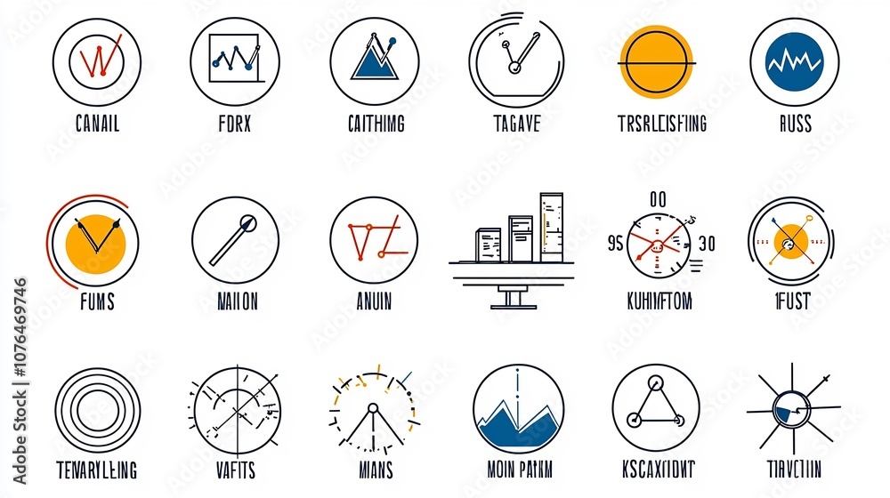 Poster Set of minimalist line icons in a clean pixel perfect style with editable strokes featuring symbols for risk management concepts such as caution analysis and target