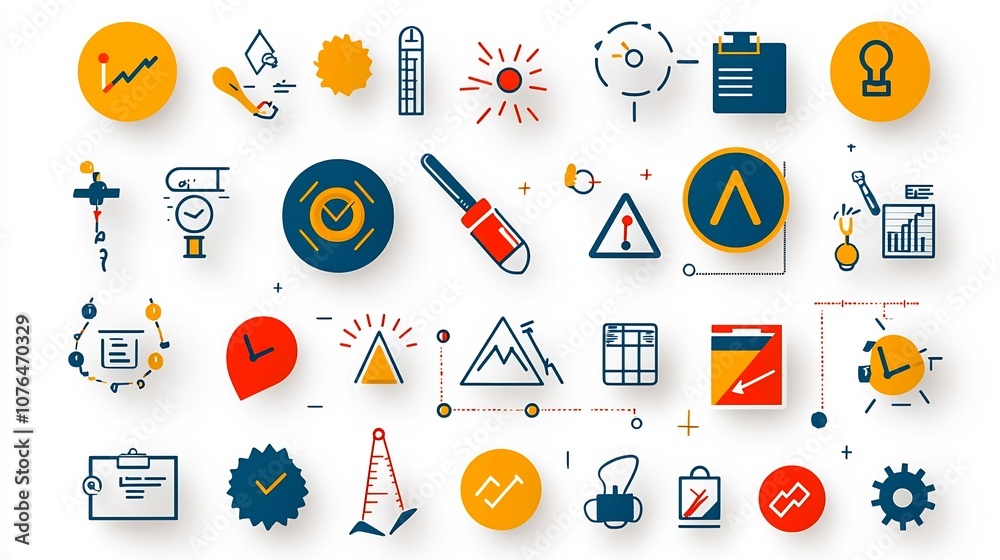 Poster Comprehensive Pixel Perfect Icon Collection Covering a Wide Range of Risk Management Themes Such as Warnings Protection and Risk Assessments for Business Finance and Technology Applications
