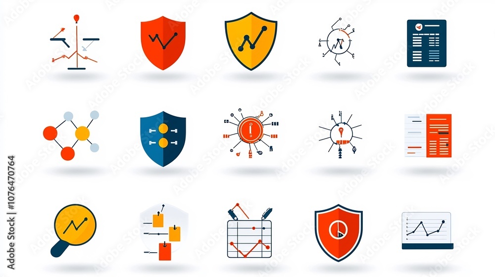 Aufkleber Minimalist and Pixel Perfect Line Icons in 64x64 Style with Editable Stroke for Risk Management Data Analysis and Caution Symbol Concepts  Perfect for Infographic UI UX Web and App Designs