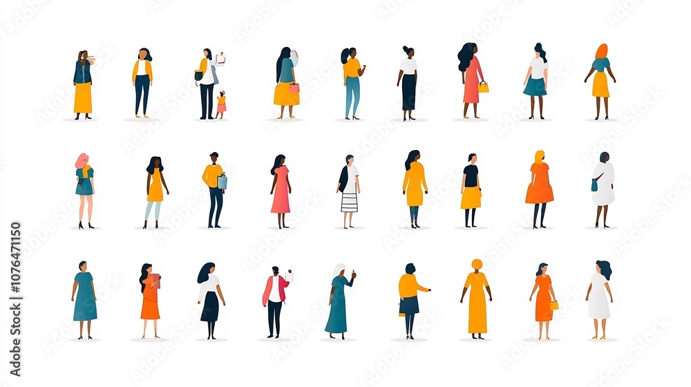 Leinwandbilder diverse set of people icons in various groups and communities to highlight the concepts of inclusivi