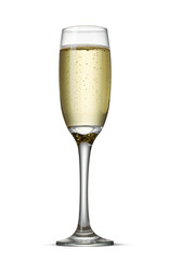 Glass of champagne isolated on white background