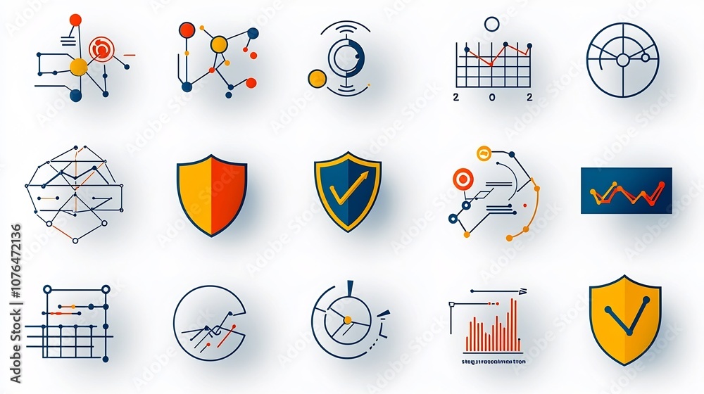 Poster collection of pixel perfect 64x64 icons with editable stroke representing risk management concepts l