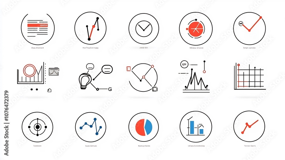 Poster Set of 64x64 Pixel Perfect Line Icons with Editable Stroke Featuring Symbols for Business Risk Management Including Caution Analysis and Target Icons