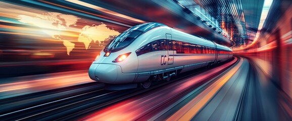 High-Speed Train Traveling Through a Tunnel