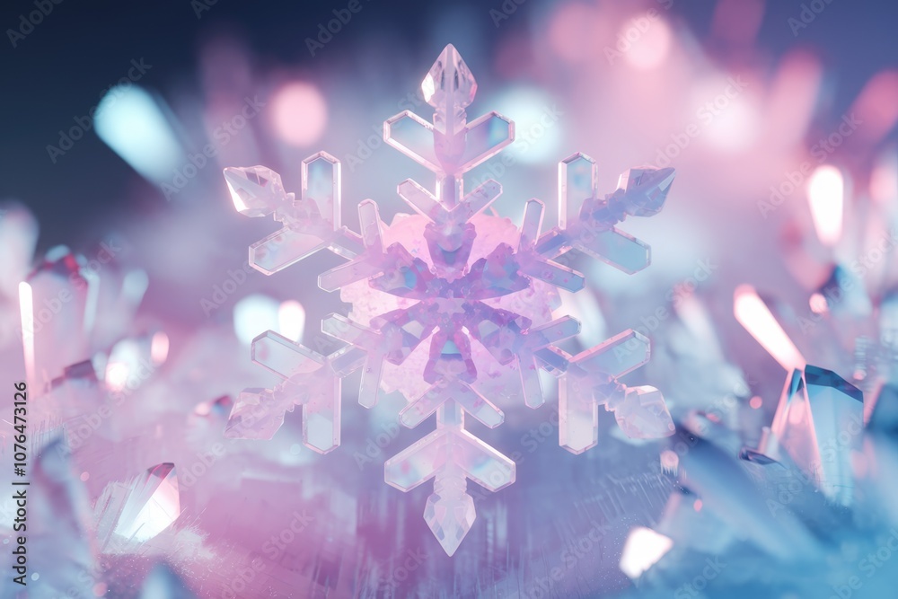 Poster a delicate snowflake shines brightly against a backdrop of shimmering crystals.