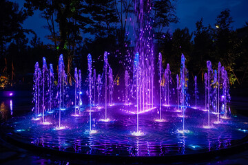 Fototapeta premium Fantastically beautiful fountain against backdrop of national park