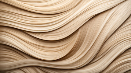 Abstract background with flowing light beige lines resembling strands of smooth hair in a dynamic wave pattern