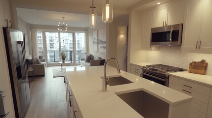 Modern Kitchen with Fresh Ingredients on Cutting Board