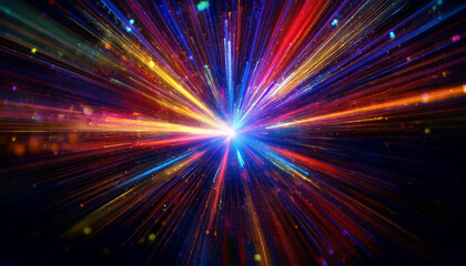 Psychedelic Lens flare abstract effect on black background. Abstract Sun burst, sun flare nature abstract rainbow colorful backdrop, blinking sun burst, lens flare optical rays.