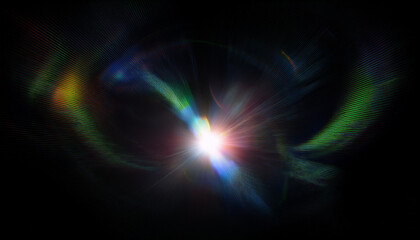 Lens flare abstract effect on black background. Abstract Sun burst, sun flare nature abstract rainbow colorful backdrop, blinking sun burst, lens flare optical rays.