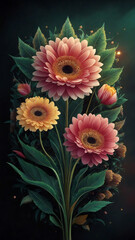 Artwork. Wallpaper. A captivating close-up shot of a Redsilva flower, a rare and mystical blossom