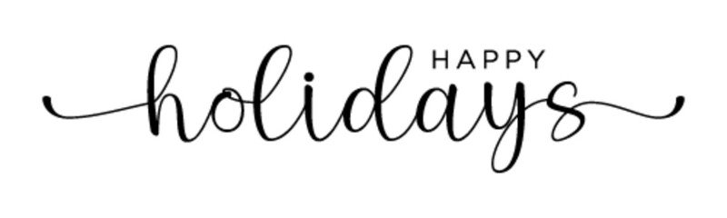 HAPPY HOLIDAYS black vector brush calligraphy banner