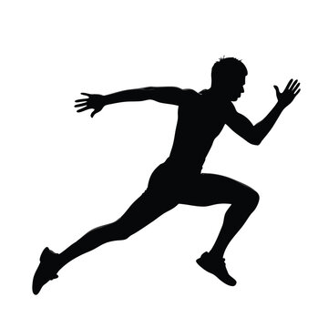 recommend clip art: A man running with his arms outstretched. He is wearing black shorts and a black shirt