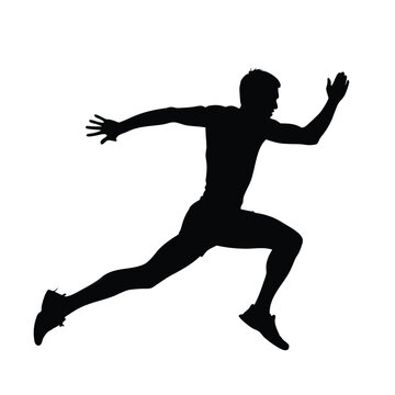 recommend clip art: A man running with his arms outstretched. He is wearing black shorts and a black shirt