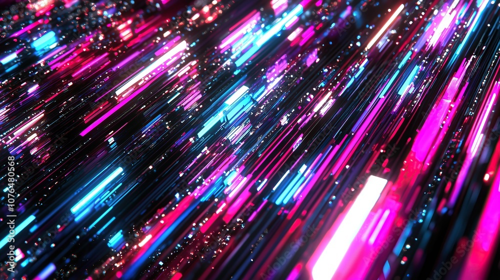 Aufkleber abstract digital art with vibrant neon colors in dynamic energetic pattern