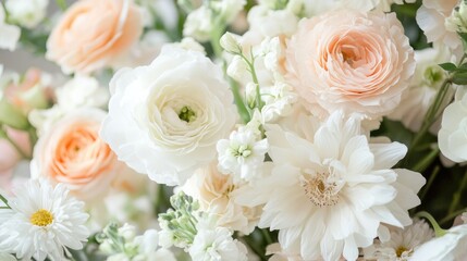Elegant wedding floral decor with white and pastel flowers, a perfect blend of romance and charm for a memorable setting