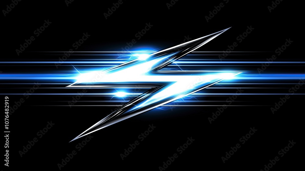 Poster dynamic glowing lightning bolt symbol on dark background