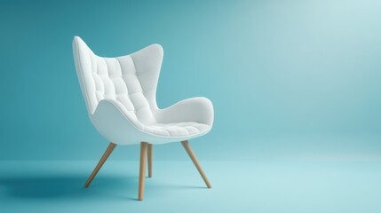 White Armchair on Blue Background