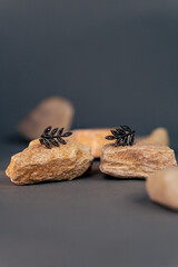 earrings - bay leaf