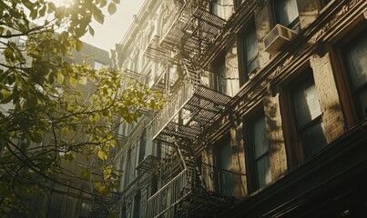 A building with a fire escape on the side