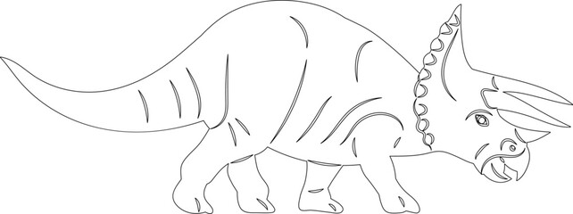 sketch dinosaur walking outline, vector