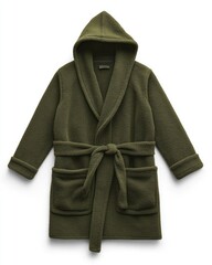 A green robe with a hood and pockets