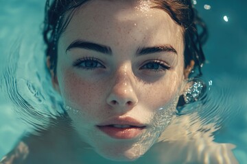 Close-up shot of a person swimming in a pool, perfect for fitness or sports-related projects