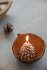 Decorative New Year, Christmas candles with winter theme