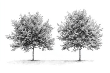 Fototapeta premium Two trees on a simple white background