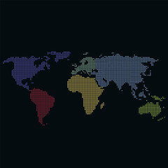 Dotted color world map vector