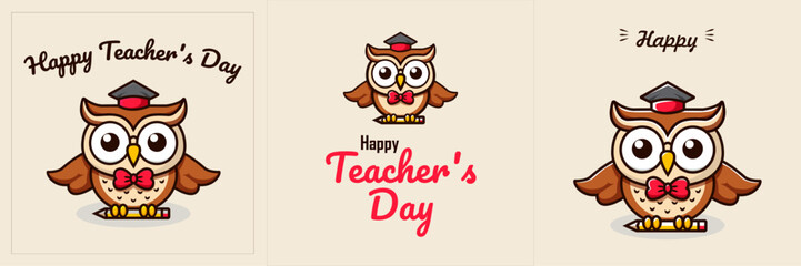 Happy Teacher's Day, Knowledge Day, Students' Day vector poster design, greeting card, collection, set of cards
