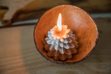 Decorative New Year, Christmas candles with winter theme