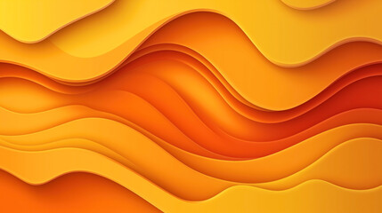 Fototapeta premium Abstract wavy layered background in shades of orange and yellow with smooth gradient transitions. The image creates a fluid and dynamic appearance with flowing curves and contours.